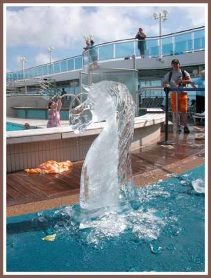 Ice carving demo by one of the chefs.