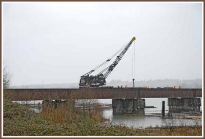 Routine repair work on the Pitt River bridge.