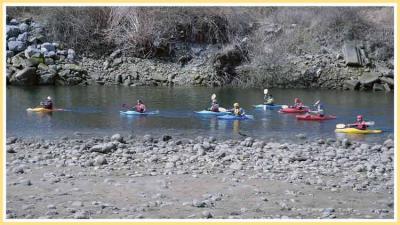 Canoe practice on the river.