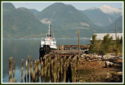 Old dock, old ship, just a few feet from the train.