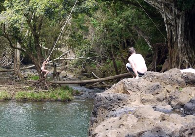 Jackie on Rope Swing - Kipu Falls