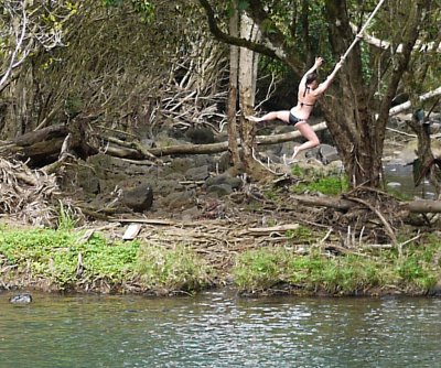 Jackie the Swinger at Kipu Falls