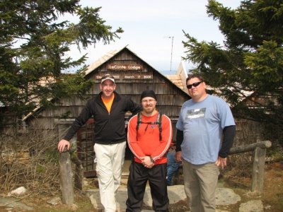 Ron, Jeff and Me standing in front of the lodge