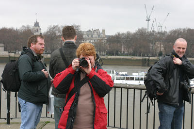 Steve watches Bev snap me, whilst Lee and Ade talk shop
