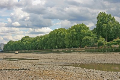 Wandsworth Park from the river bed at low tide.