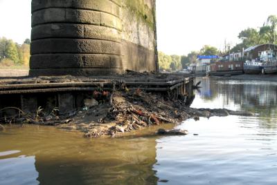 Bridge footings at super low tide.