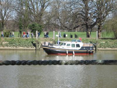 Waiting to enter lock to travel down river.