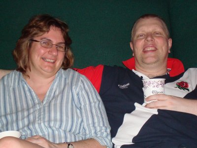 Jon and Karen relax at Disneyquest