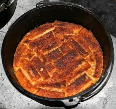Peach Cobbler with Cinnamon Bread Crust