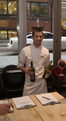 Ryan did a great job keeping our wine glasses topped off. Note the hat effect.