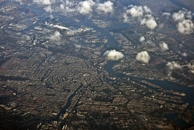 View of Amsterdam while overhead Culemborg