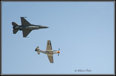 USAF F-16 and P-51 Mustang