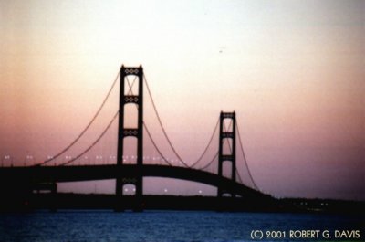 THE MACKINAW BRIDGE AT SUNSET