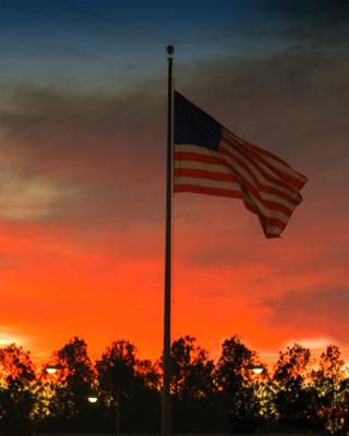 Sunset on American Flag