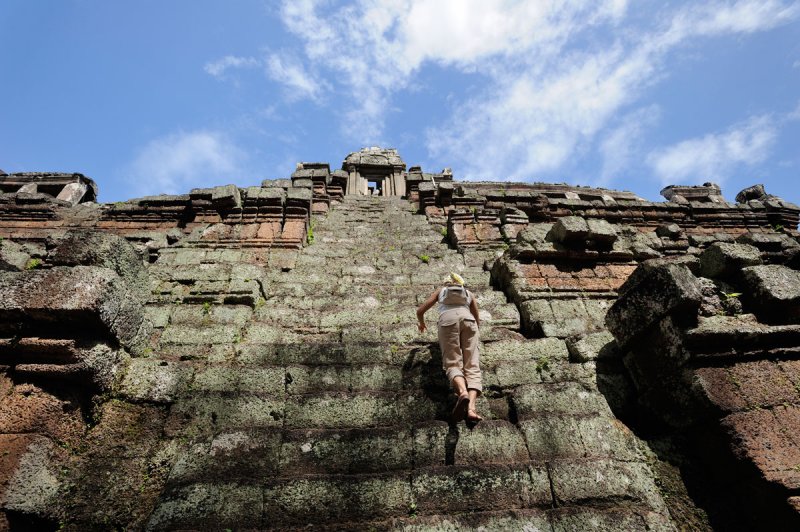 Cambodia. Angkor Thom. Phimeanakas. Climbing up