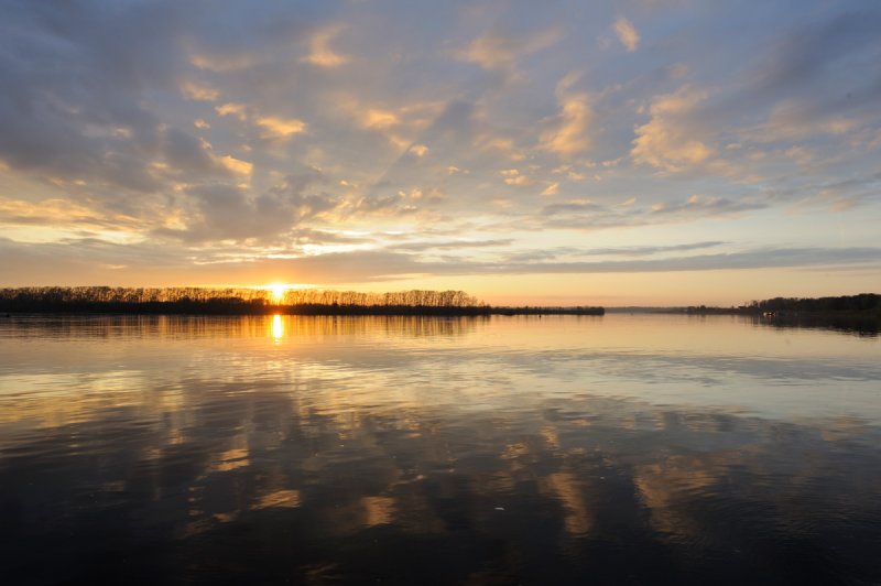 Sunset at Volga river near town of Uglich
