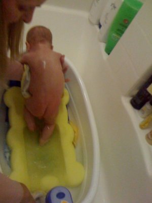 Ethan getting a bath