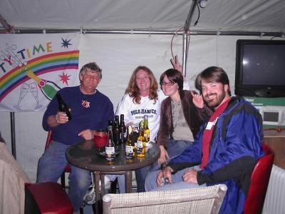 At the Tent Bar with Larry, Beth, Tracy, and Clark