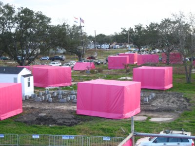 Pink houses, white trailer