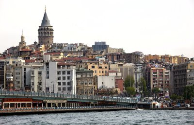 Galata Bridge, Galata Tower and Bosporus