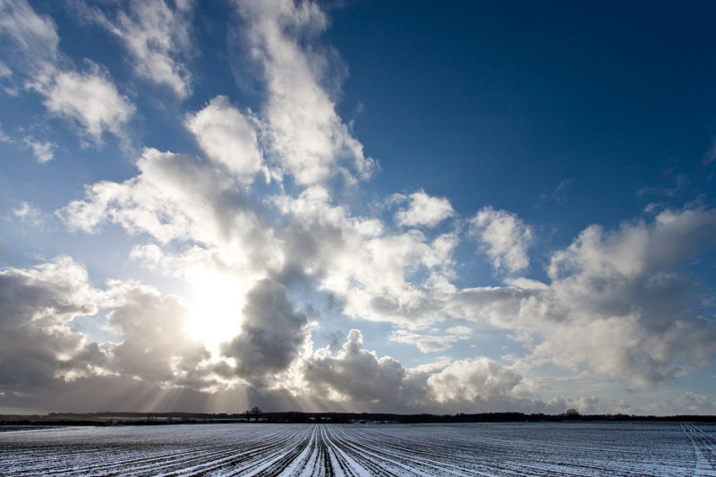 Snow in furrows