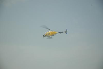 KVIL helicopter hoovers outside