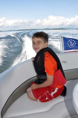 Aiden is loving the boat ride