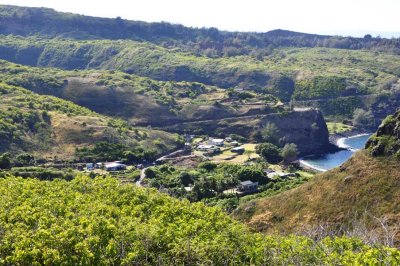 Kahakuloa is nestled between the volcano and the sea