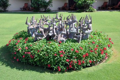 In the sculpture garden