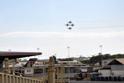 The T-birds streak over the airport