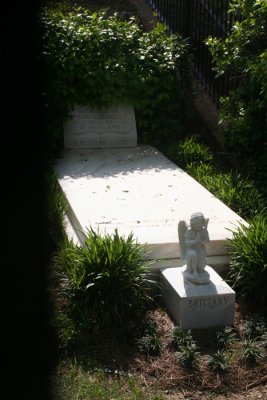 This is Berry's grave, but in trying not to touch the fence unfortunately one of the fence uprights became visible.