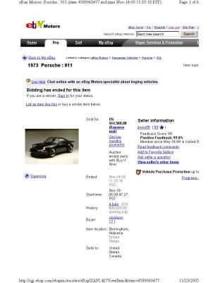 1973 Porsche 911 RSR Replica eBay Nov142005 $44,500 - Page 1