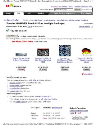 Bosch H1 Dual-Bulb Headlamps eBay Dec212005 $630 - Page 1