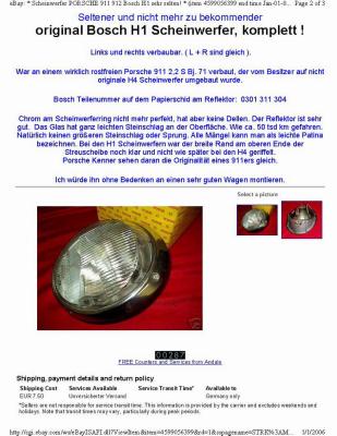 Bosch H-1 Dual-Bulb Headlamp eBay Jan012006 - Page 2