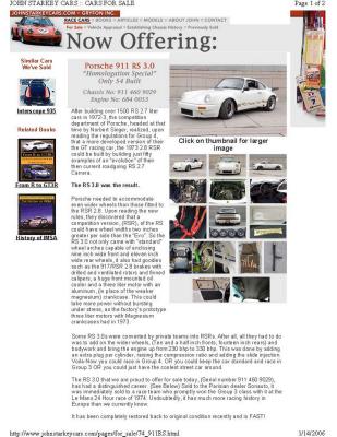 1974 Porsche RS 3.0, chassis 9114609029 - Page 1