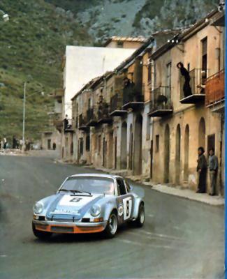 Winning Porsche 911 RSR driven by Herbert Muller pictured at the Targa Florio (1973)