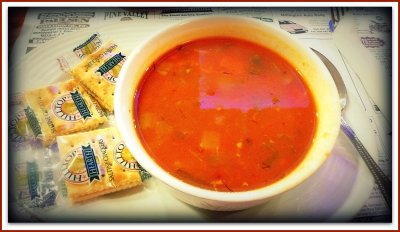 manhattan clam chowder at the diner
