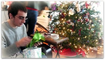 victor opens gifts