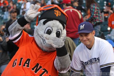 Milwaukee Brewers fan with Lou Seal