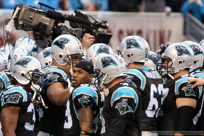 Carolina Panthers huddle
