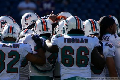 Miami Dolphins team huddle