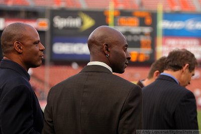 Warren Moon (left), Jerry Rice (center) & Steve Young (right) - Pro Football Hall of Famers