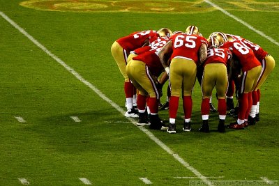 San Francisco 49ers team huddle
