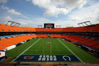 Freshly painted Super Bowl XLIV field