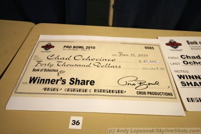 Chad Ochocinco's oversized Pro Bowl check