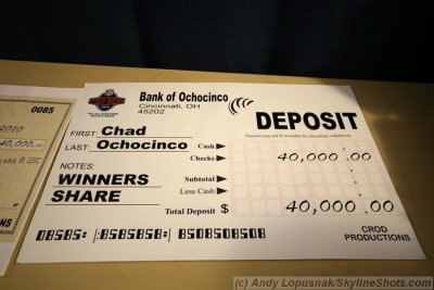 Chad Ochocinco's oversized Pro Bowl deposit slip