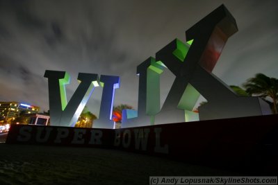 Super Bowl XLIV Beach Sculpture at Night