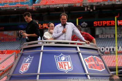 Super Bowl XLIV - Day 5: Jim Nantz rehearses the postgame celebration