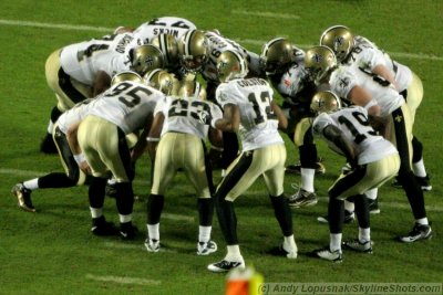 New Orleans Saints huddle