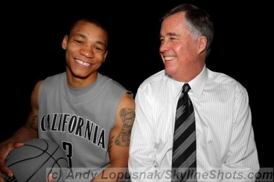 Cal Bears guard Jerome Randle with head coach Mike Montgomery